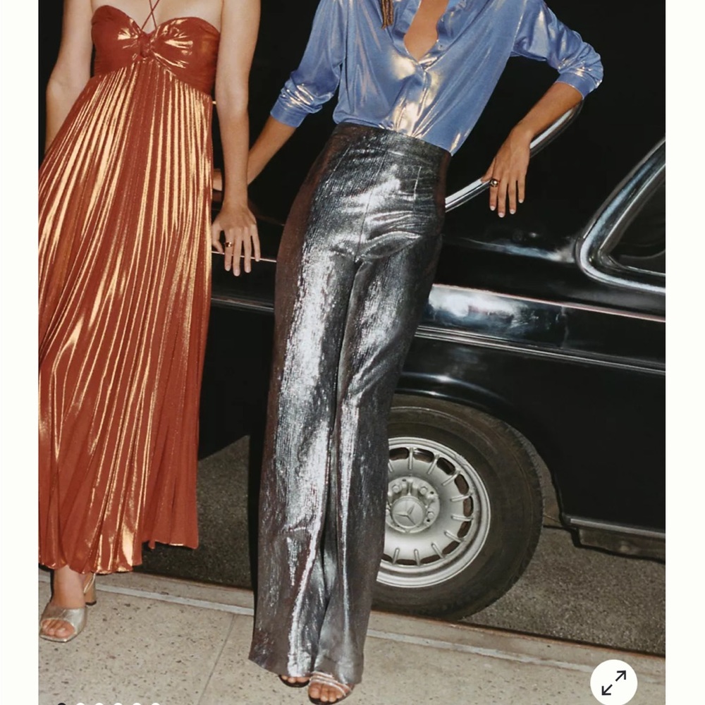 NWT Anthropologie Hutch Silver Metallic Pants